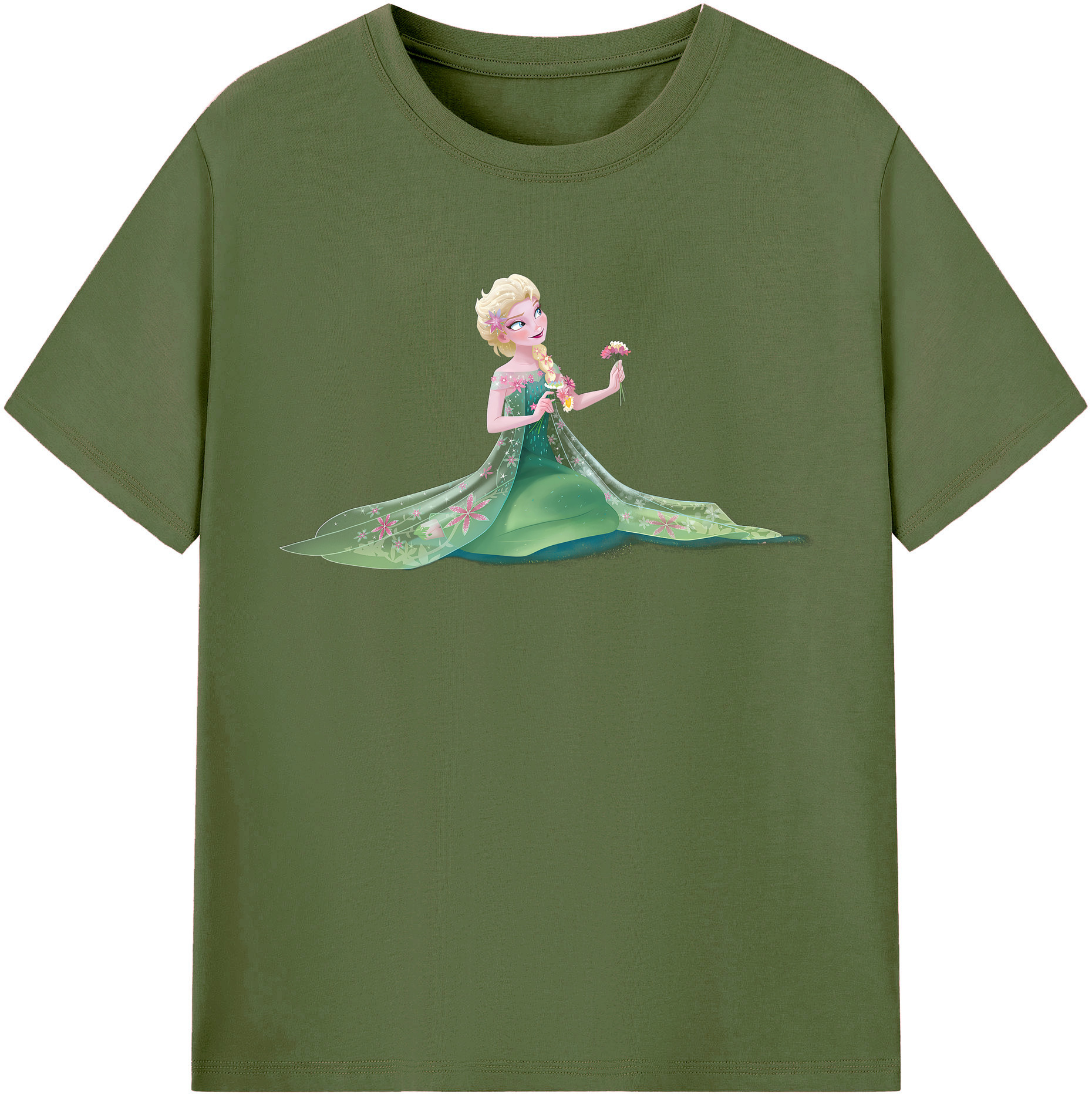 （画像用） アナと雪の女王 アンナ エルサ Frozen Anna Elsa 綿100％半袖Tシャツ（フロントプリント）